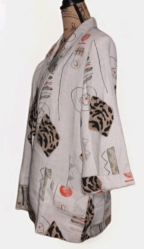 Retro 80’s Modern Essentials – Linen Look 1-Button Blazer – Women’s Size Medium
