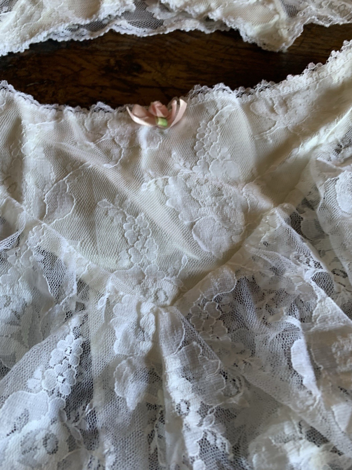 Vintage Emil Bole Corset Panties White Lace Rose Lingerie Lace Up Size Large