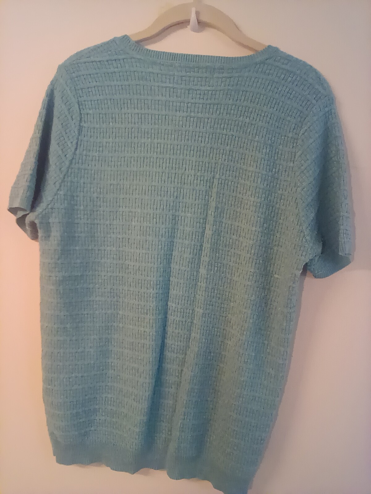 Vtg Alfred Dunner teal top sweater M short sleeve acrylic made in USA