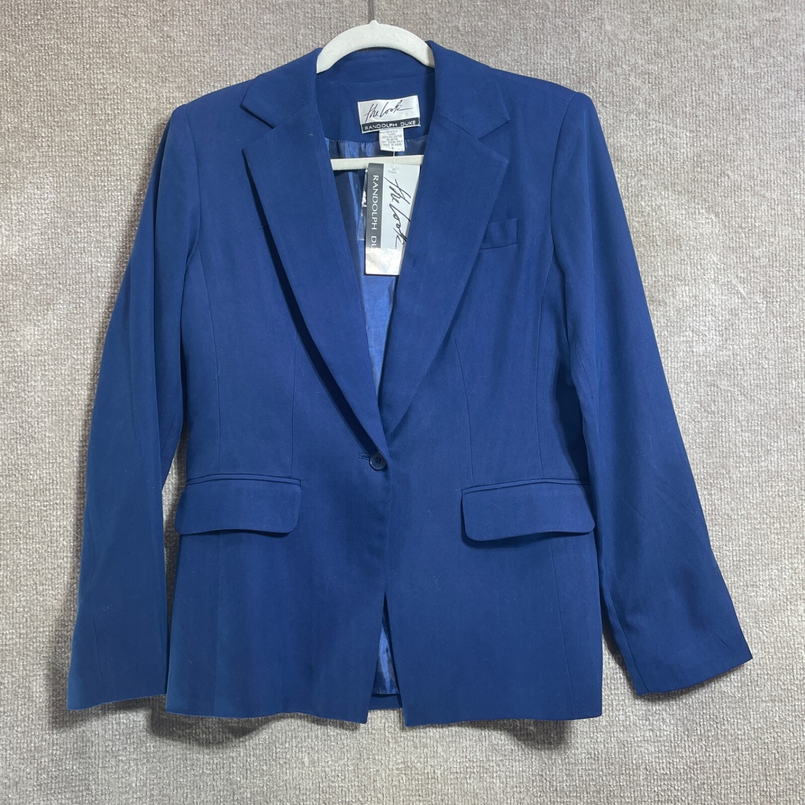 Vintage Randolph Duke Blazer Women 8 Blue Silk Lining Career Jacket The Look NEW
