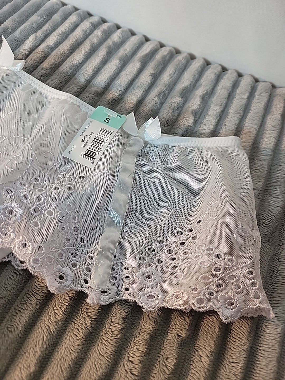 Vtg 🔥 Small Delicates Lace Nylon Mesh See Through Skirted Thong JCPenney Bows