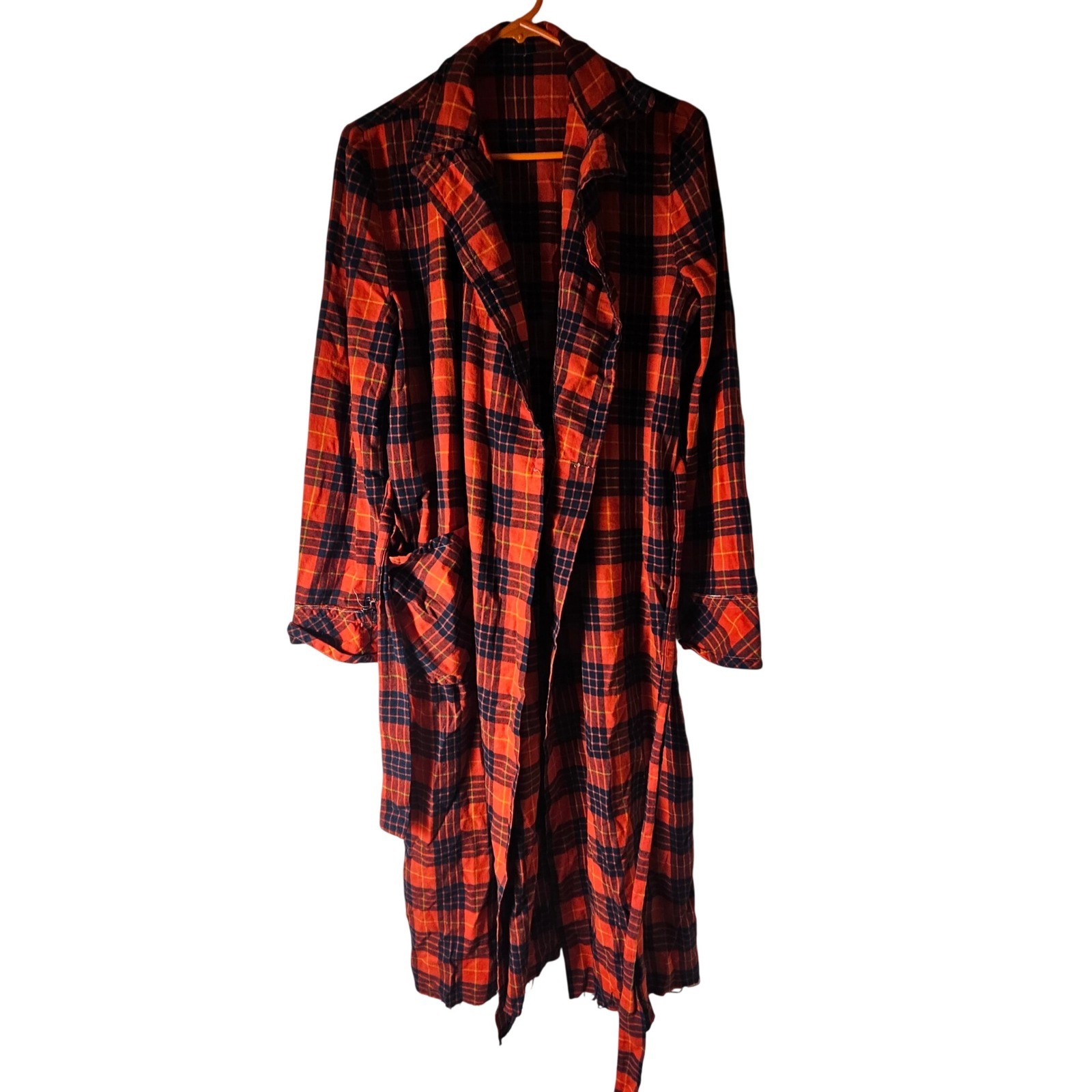Vintage 50s Viyella B By Cohen Co Plaid Belted Robe Great Britain Country Side