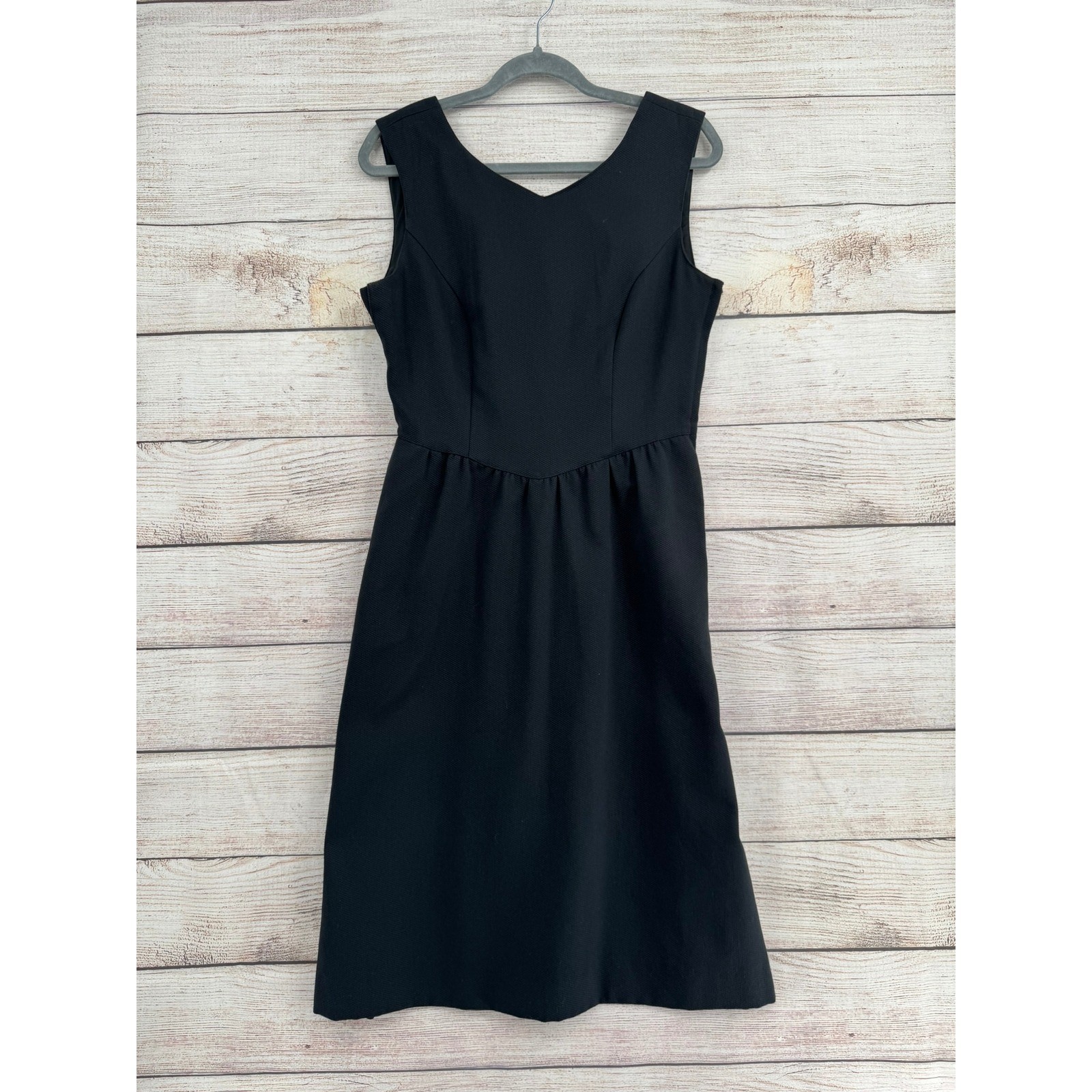 Lanz Originals Dress Women Size 10 Black Vintage Twisted Back Fit Flare Pockets