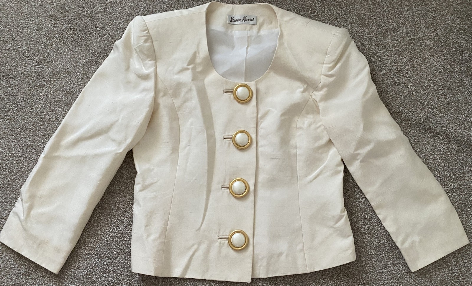 VTG Neiman Marcus David Hayes Top Womens Blazer 100% Pure Silk Sz 6 Ivory USA