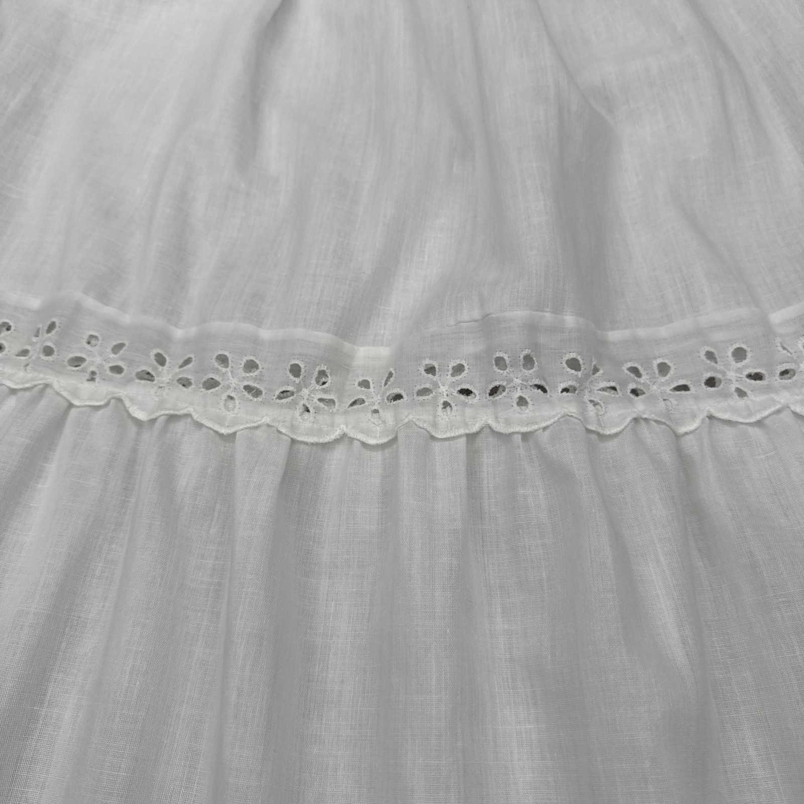 Vintage Victorian White Eyelet Embellished Cotton Maxi Skirt Small Boho Summer