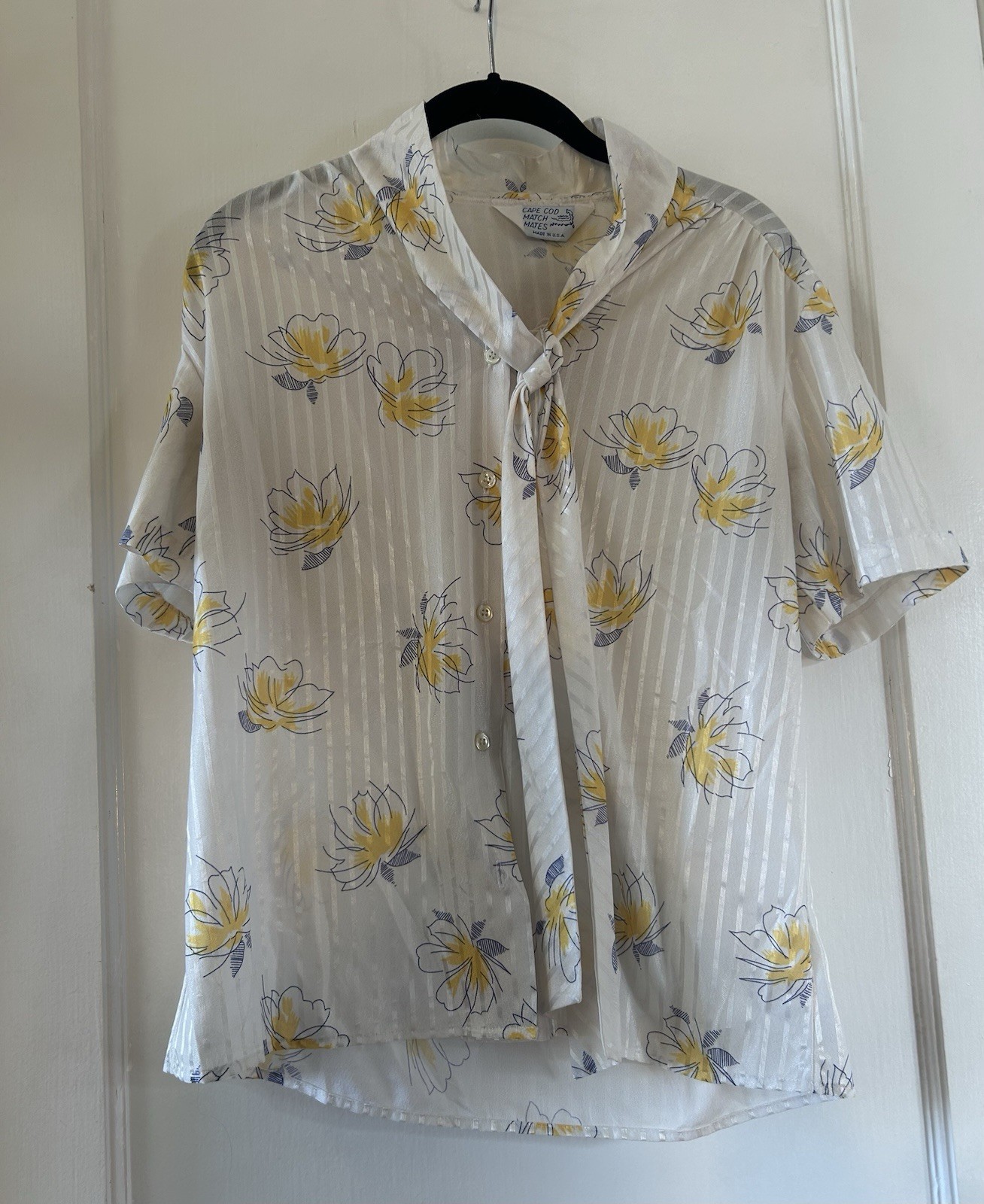 Cape Cod Match Mates Blouse – Bow Tie Front – Retro Pinup Secretary/Teacher Vibe