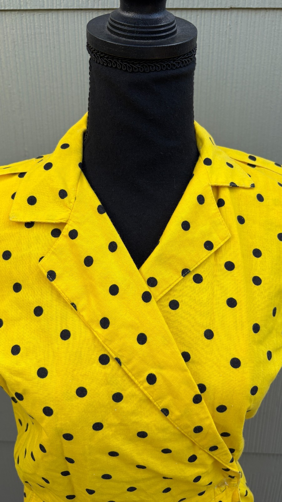 vtg 70s 80s New Wave Rockabilly Clowncore Polka Dot Short Sleeve Wrap Dress