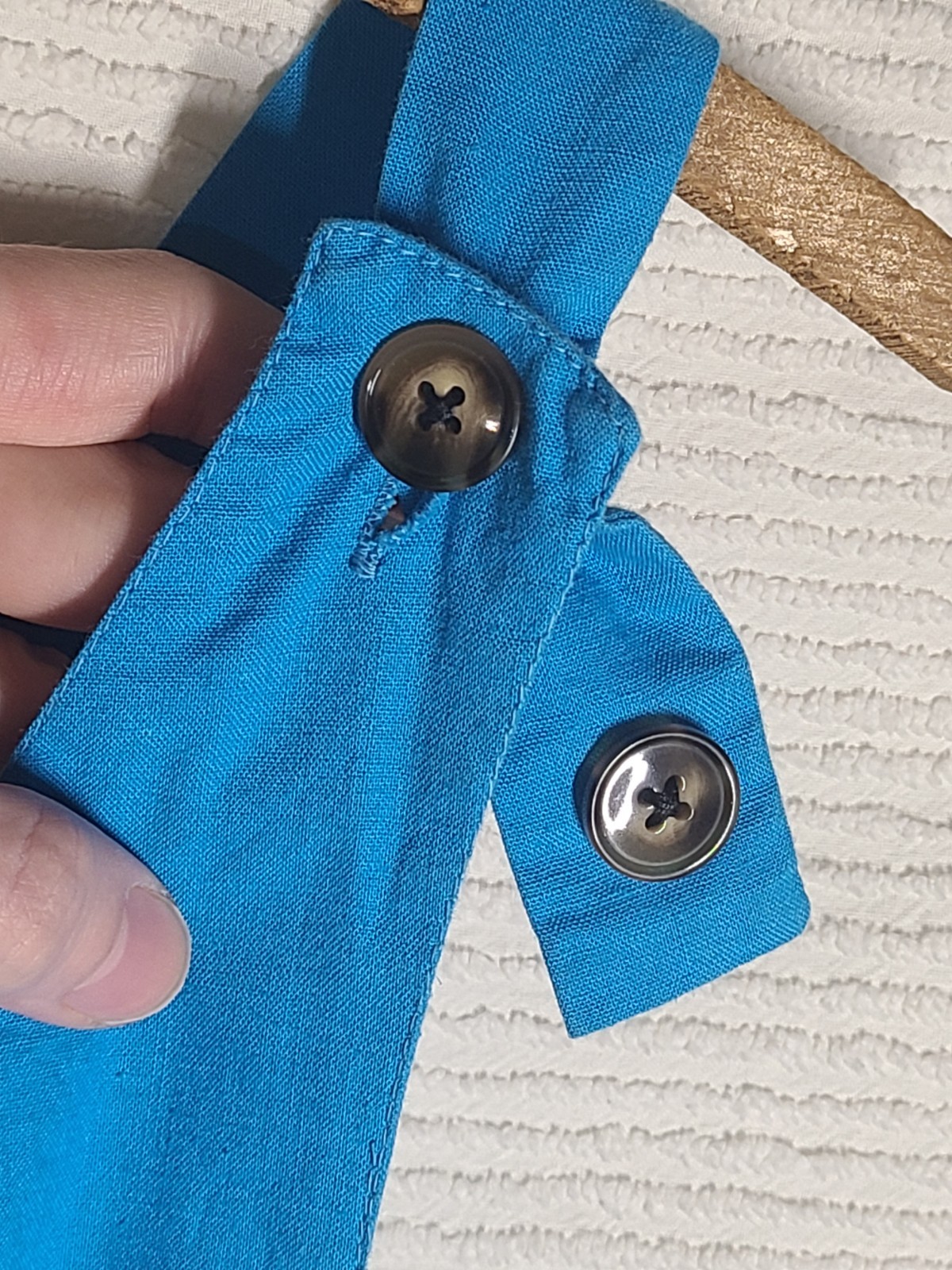 Vtg 80s Cotton Jumpsuit Blue Retro Pinup Juniors 11 M L Cross Back Button Side