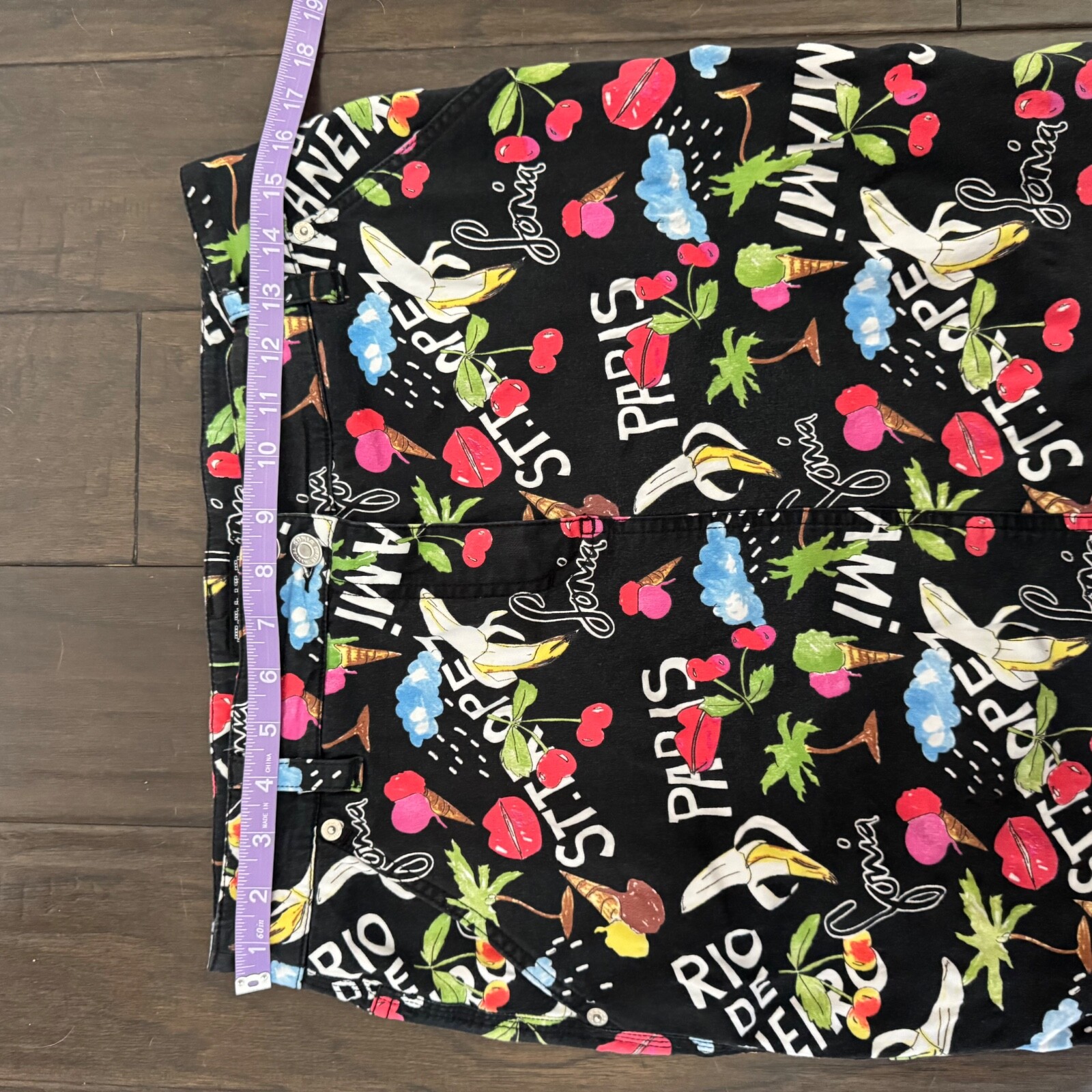 Gorgeous Vintage 90s Sonia Rykiel Fruit Print Mini Skirt 90s Cotton Sz 42