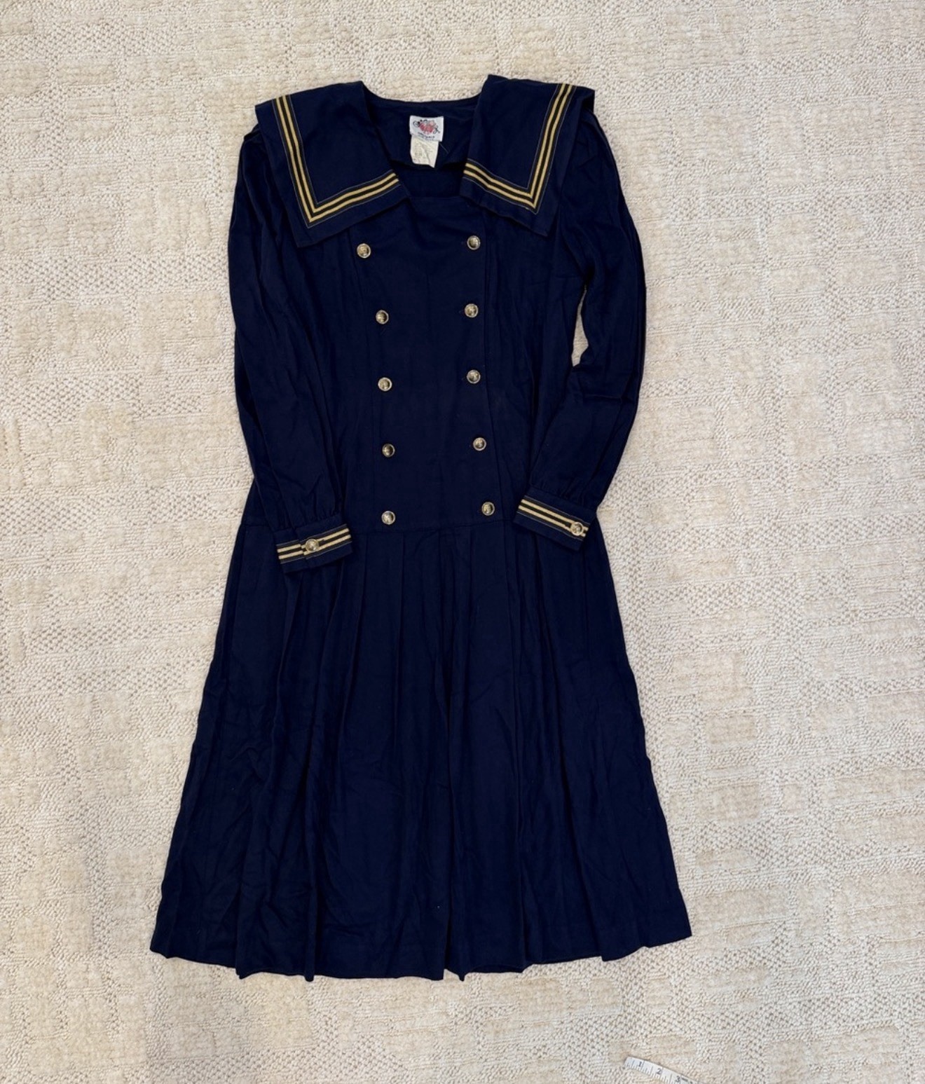 Lanz Vintage 80s Dress.20s Style Sailor Dress.Lanz Dress Navy Blue Sailor Dress