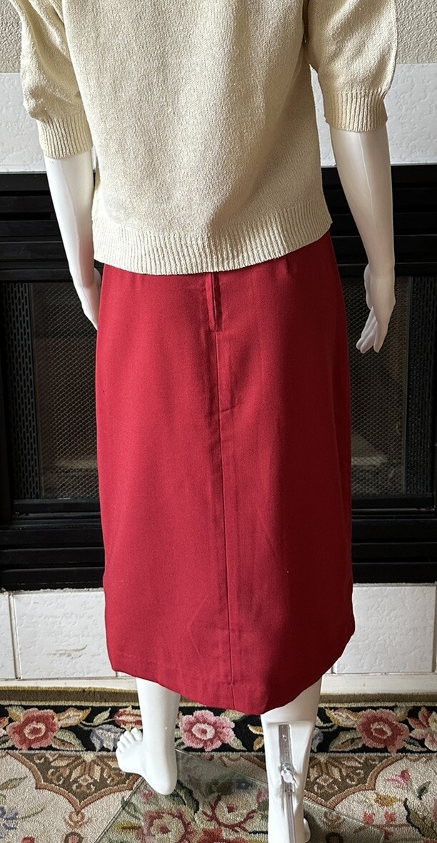 Vintage You Babes Red Skirt W/ Front Slit Juniors Size 9 Waist 26” Hips 36”