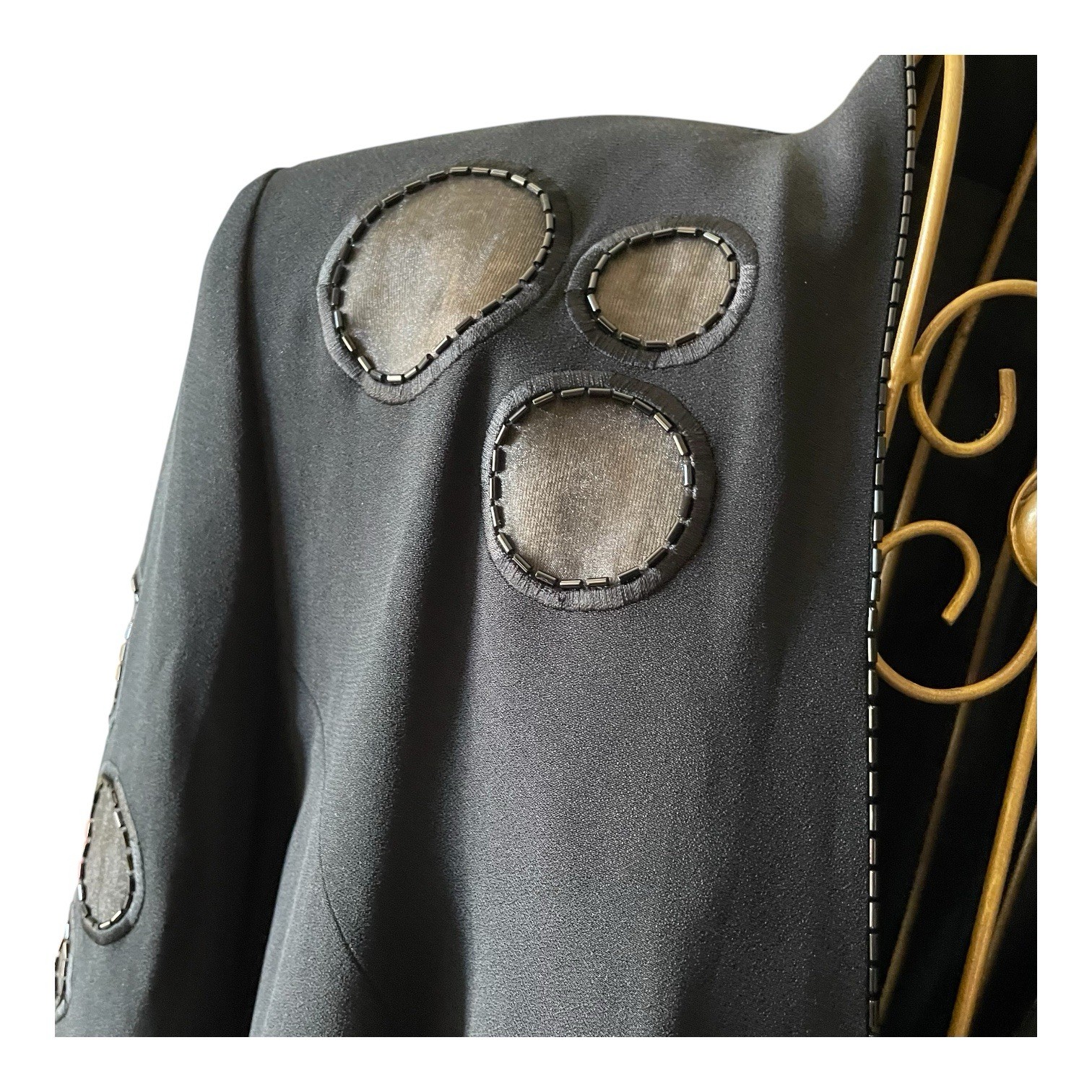 Lillie Rubin Vtg (80’s) Daymor Couture Black Coat Dress Beading 10 Hong Kong