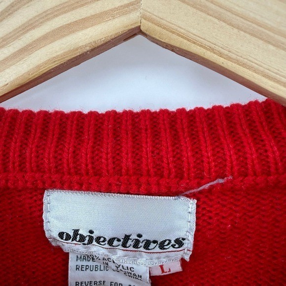 Vintage objectives rainbow heart red sweater kidcore 80s/90s