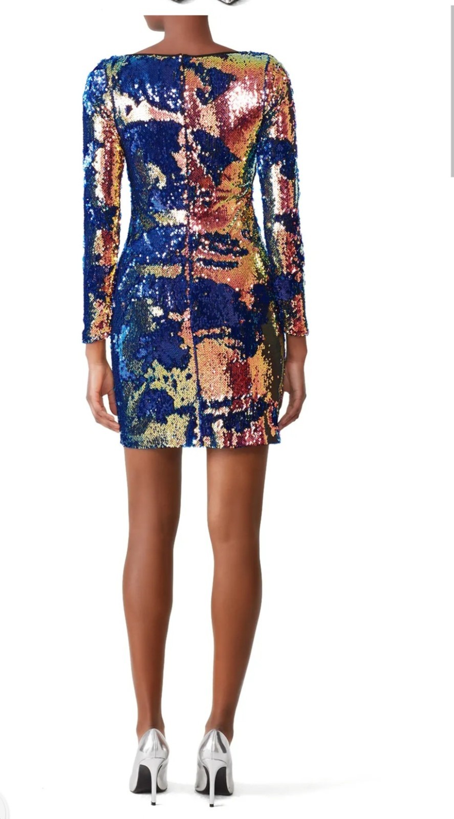 NAEEM KHAN Blue Multi Sequin Sheath Size 8 MSRP $1595