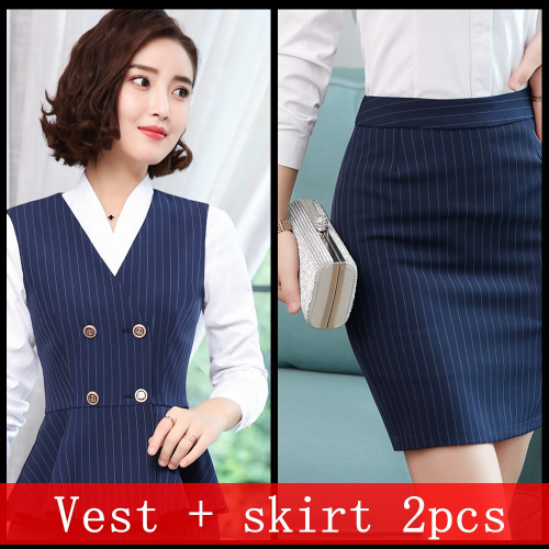 Korean Striped Blazer Jacket Pant Suit Office Ladies Business Wear Formal Set