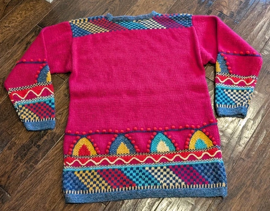 Vintage 1991 Segrets Sun Prints Hand Knit Sweater Women’s Size Large Cottagecore