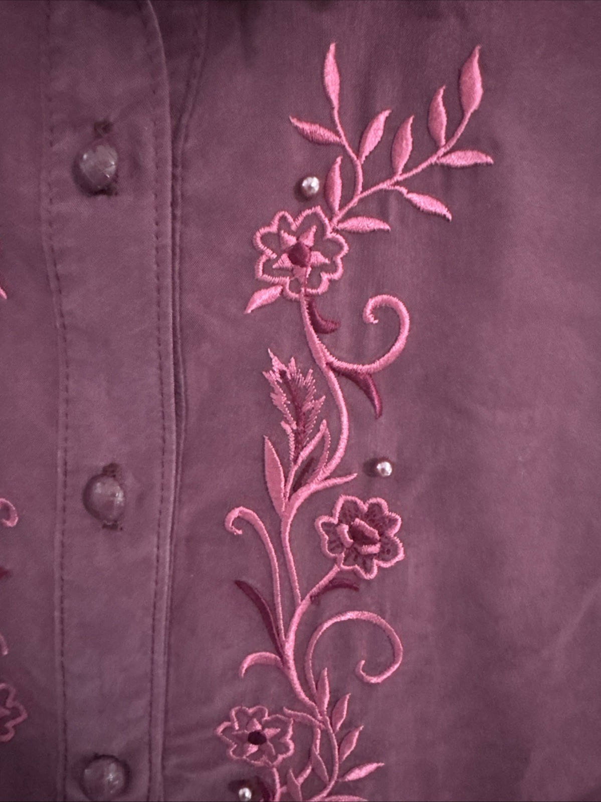 Vintage 1849 Authentic Ranchwear Shirt with Embroidery and Pearl Accents Size L