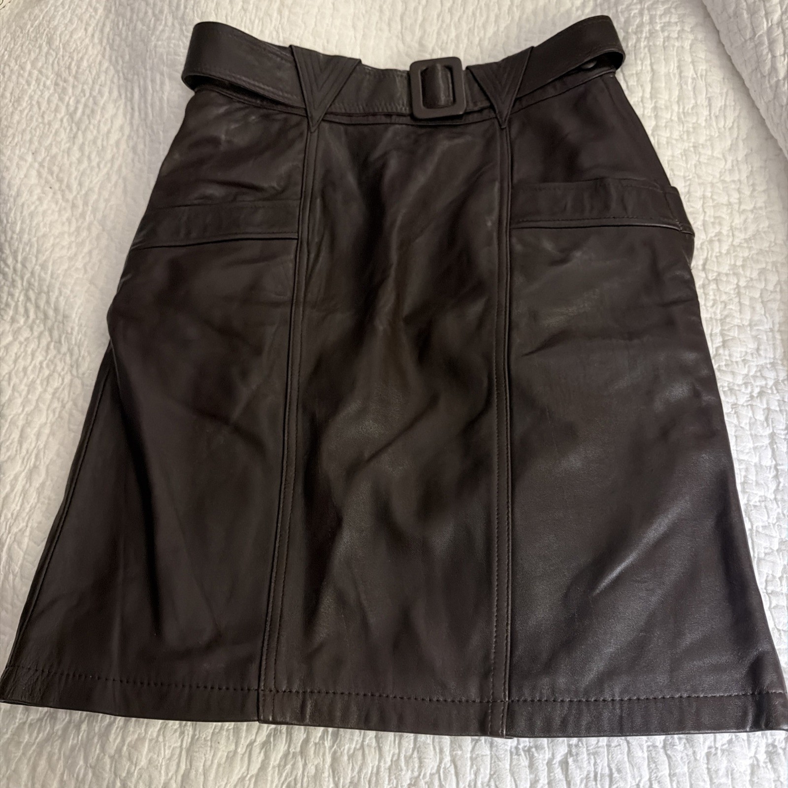 Sea Dream Brown Leather Skirt 9/10 23 Inch Length. Waist 30