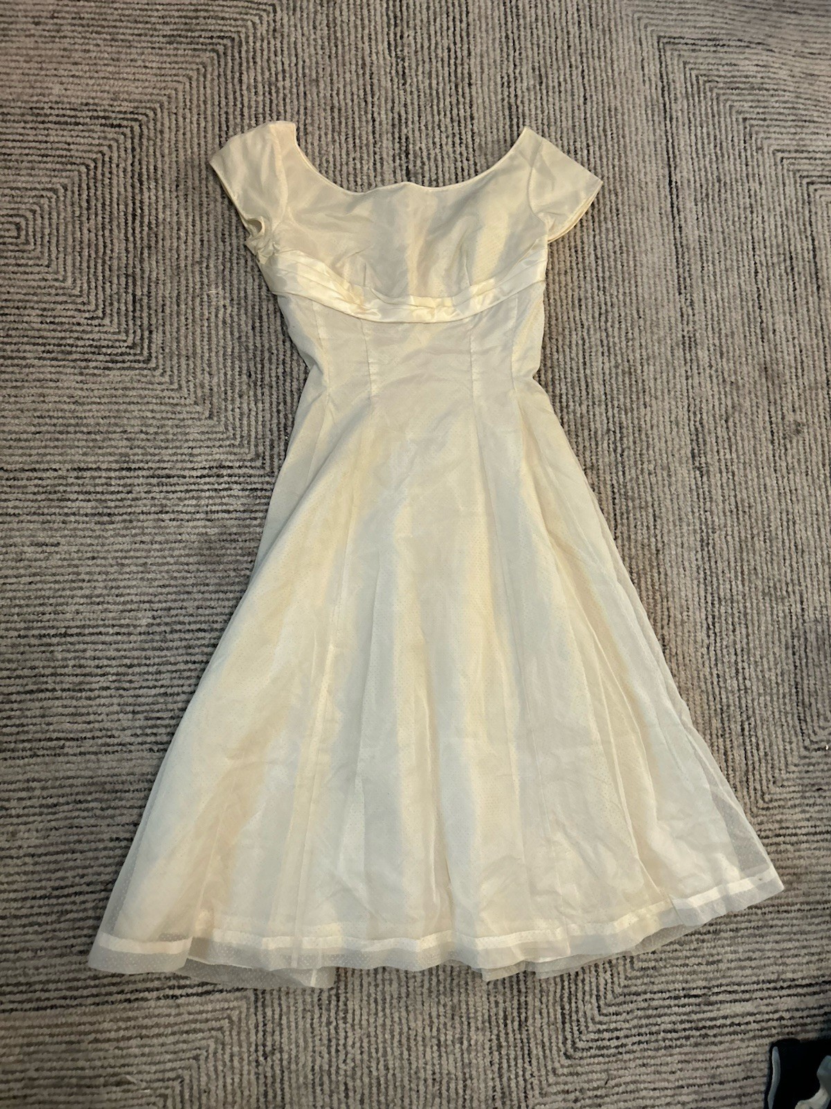 1950’s Vintage Lorrie Deb Tulle Dress Size 15 Large Wedding Fit and Flare