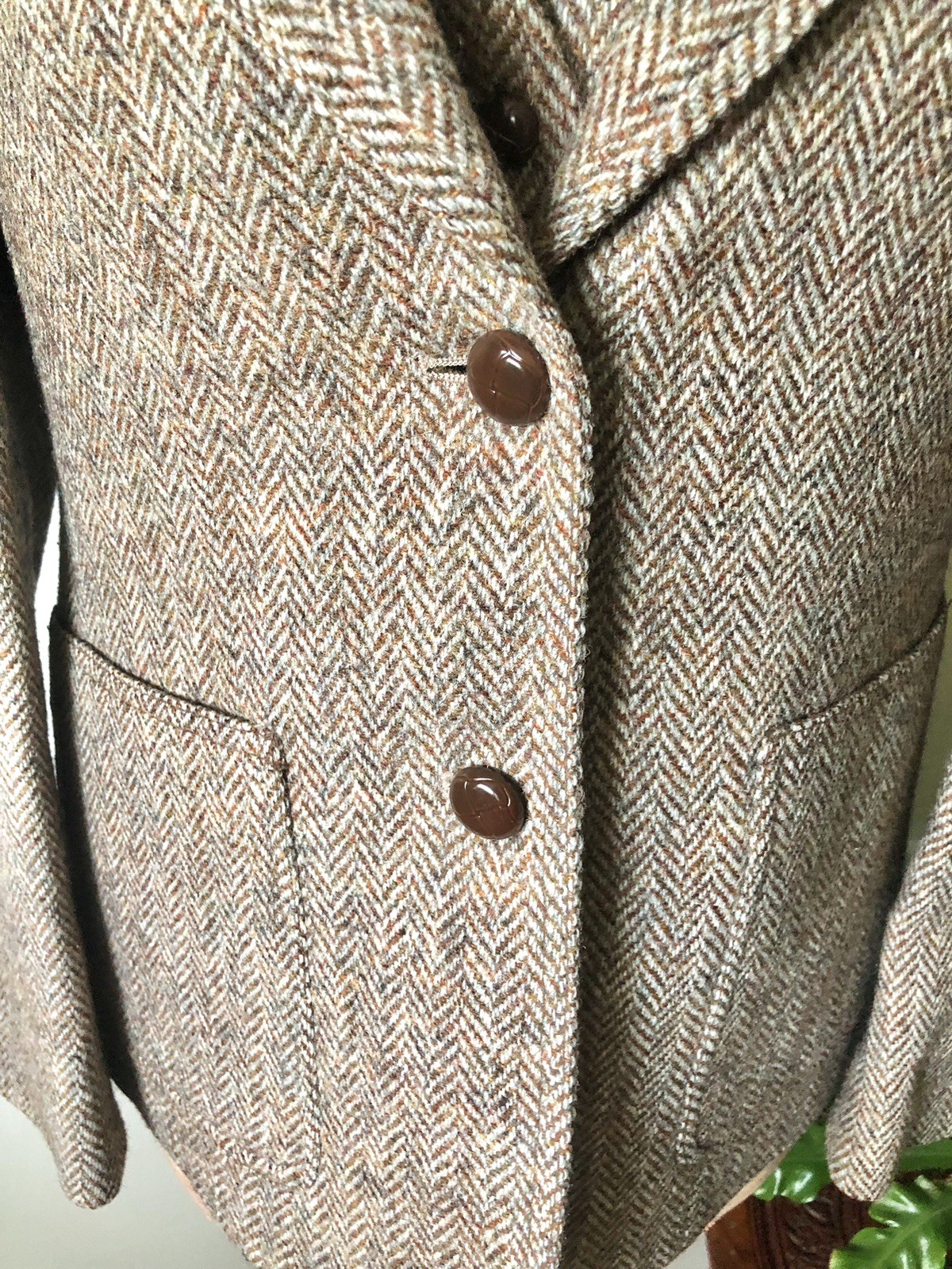 Vintage 80’s Brown Harris Tweed Jacket & Vest Set English Countryside