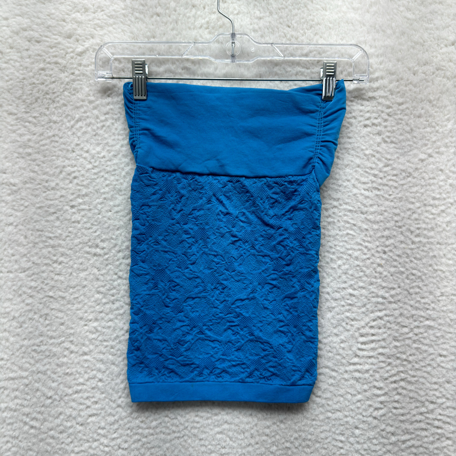 Y2K Vintage Strapless Tube Top Small Medium Blue Stretch Padded McBling Rave
