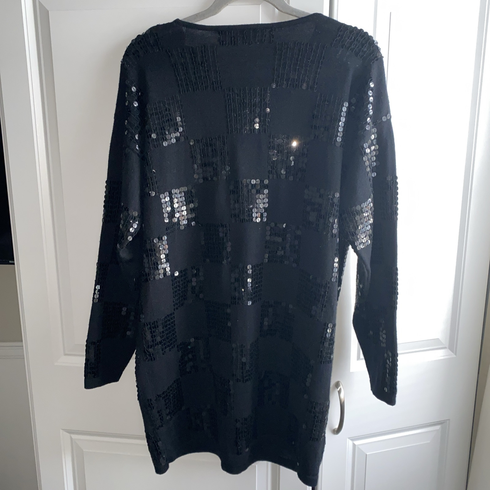 Vintage Valerie Stevens Sequins Sweater Black Small Deadstock Defect NWT *HOLE