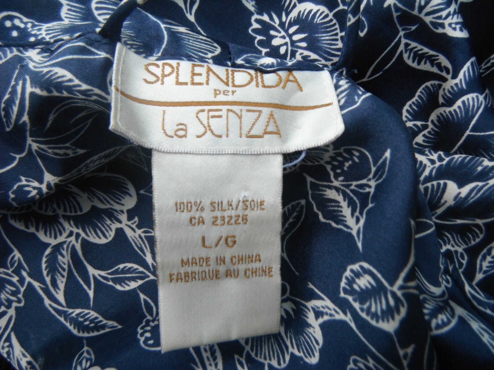 SPLENDIDA For LA SENZA 100% silk wrap style robe HIPPIE FLORAL lounge wear L