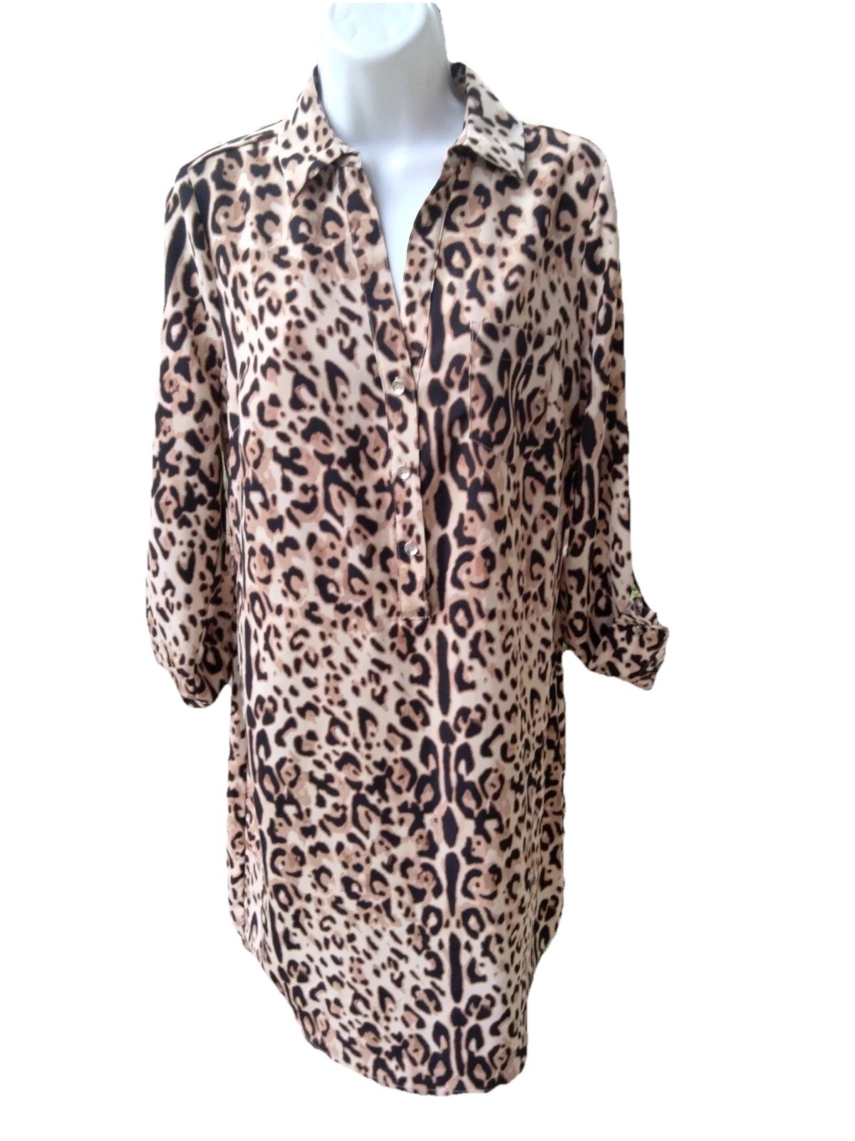 The Limited Vintage Y2K Leopard Dress Or Long Shirt Sz Sm