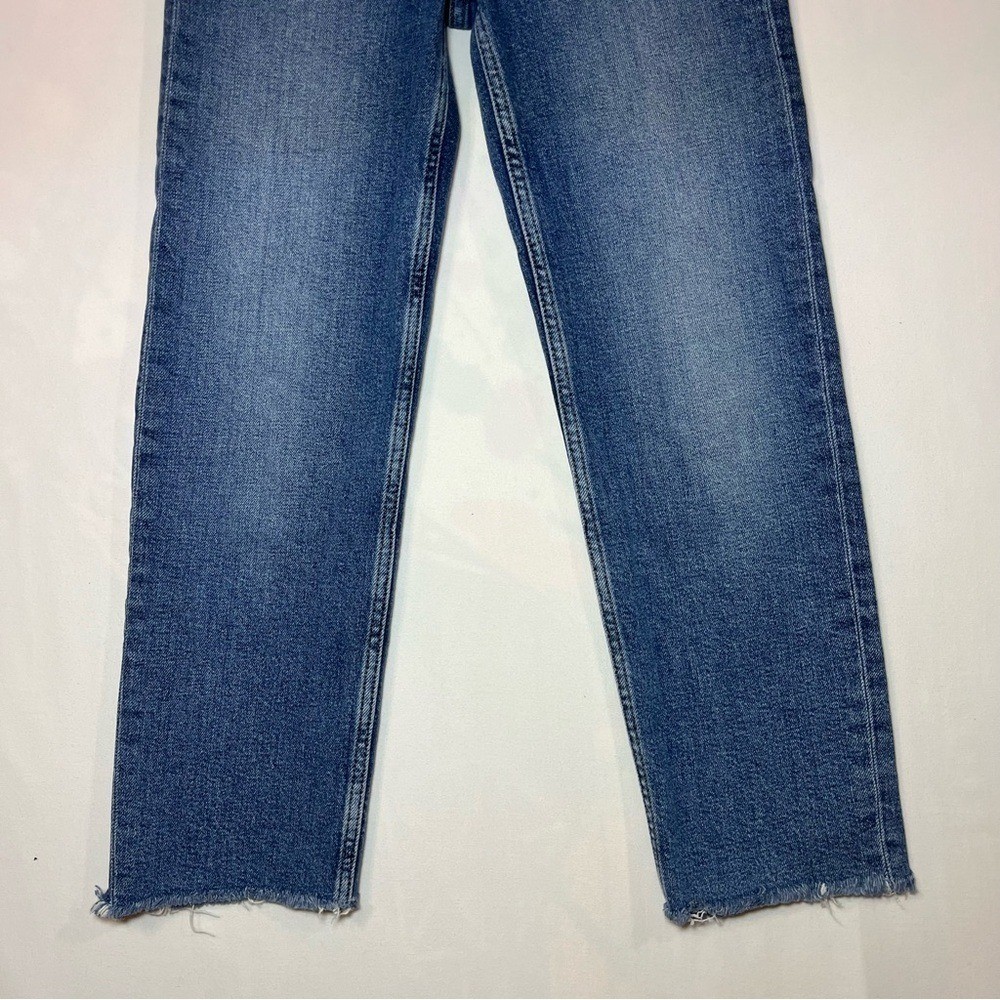 RE/DONE 70s Stove Pipe Jeans Blue 24 High Rise Straight Raw Hem Trendy