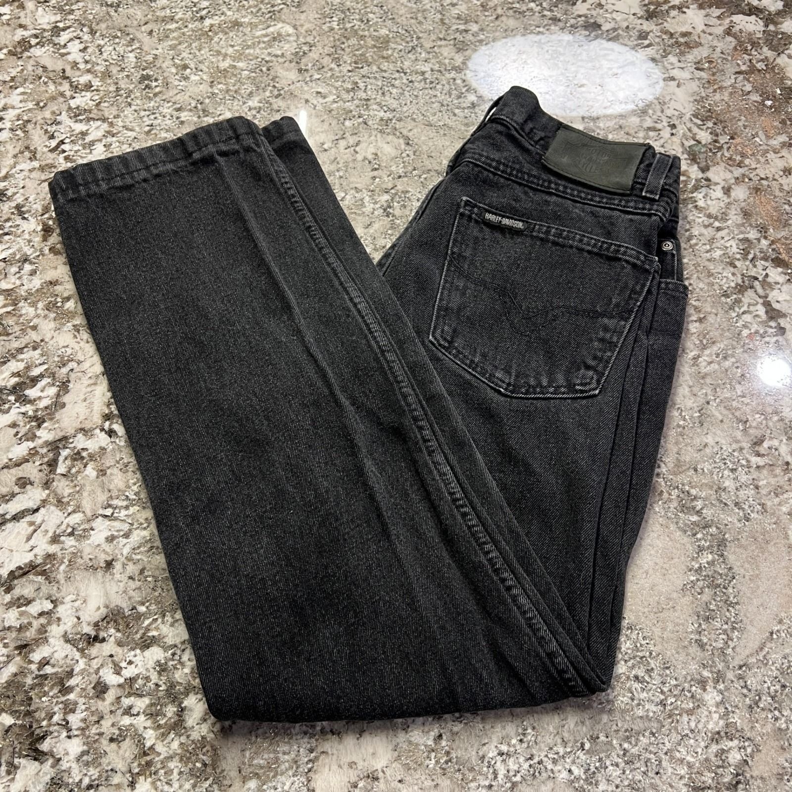 Vintage 1990s Harley Davidson Black Denim Classic Straight Leg Jeans 6R