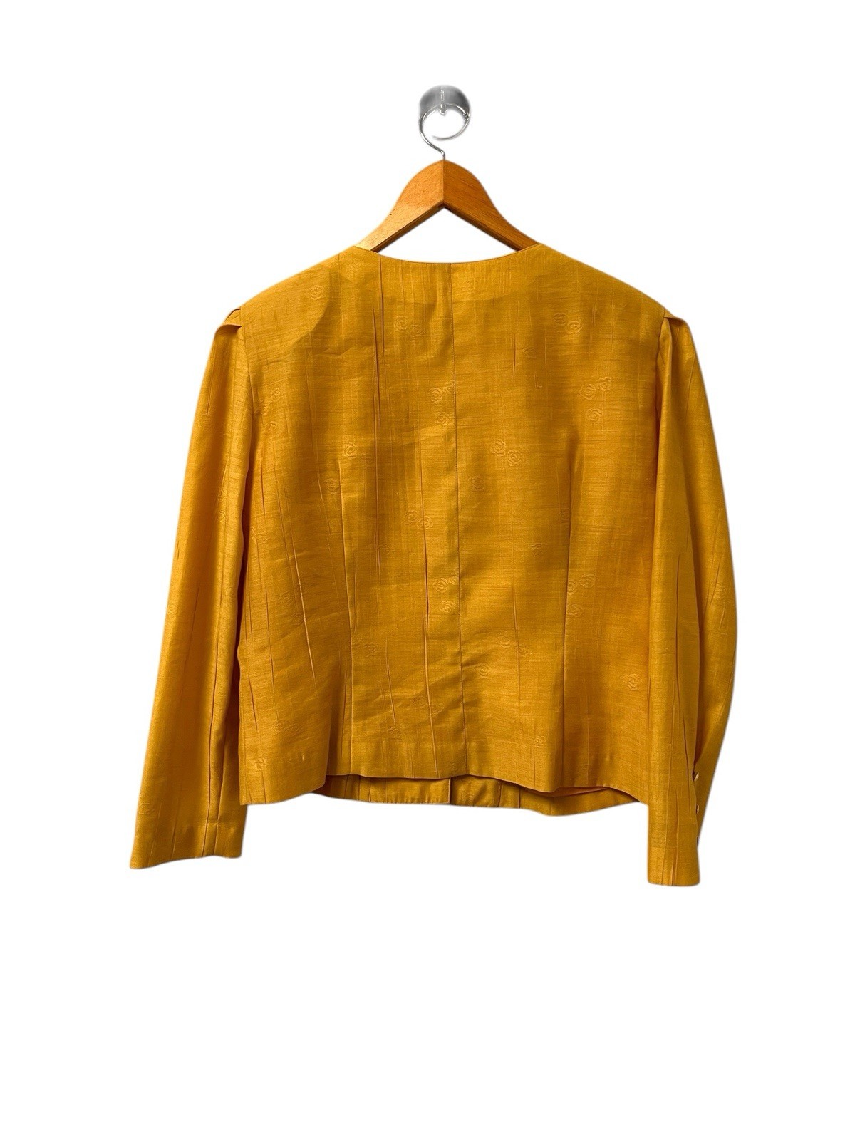 Vintage Bespoke Tailored Jacket Yellow Camellia Floral Buttons Women’s Medium