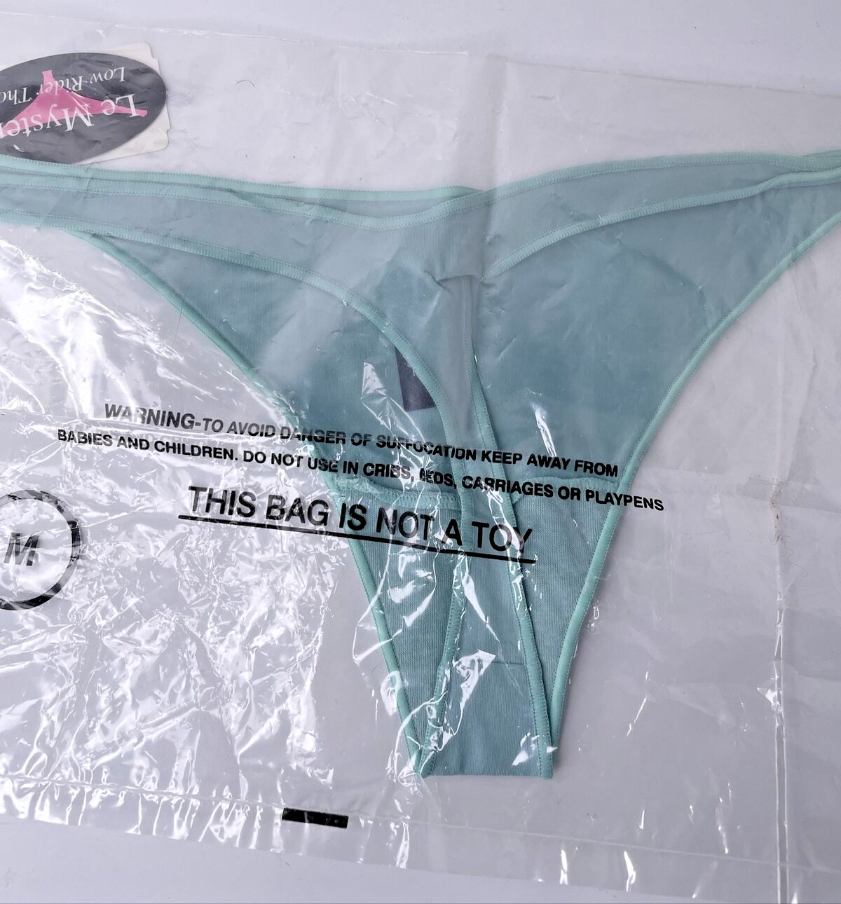 New 90s Le Mystere 8355 Sheer Womens Low Rider Thong Seafoam Green Panty Medium