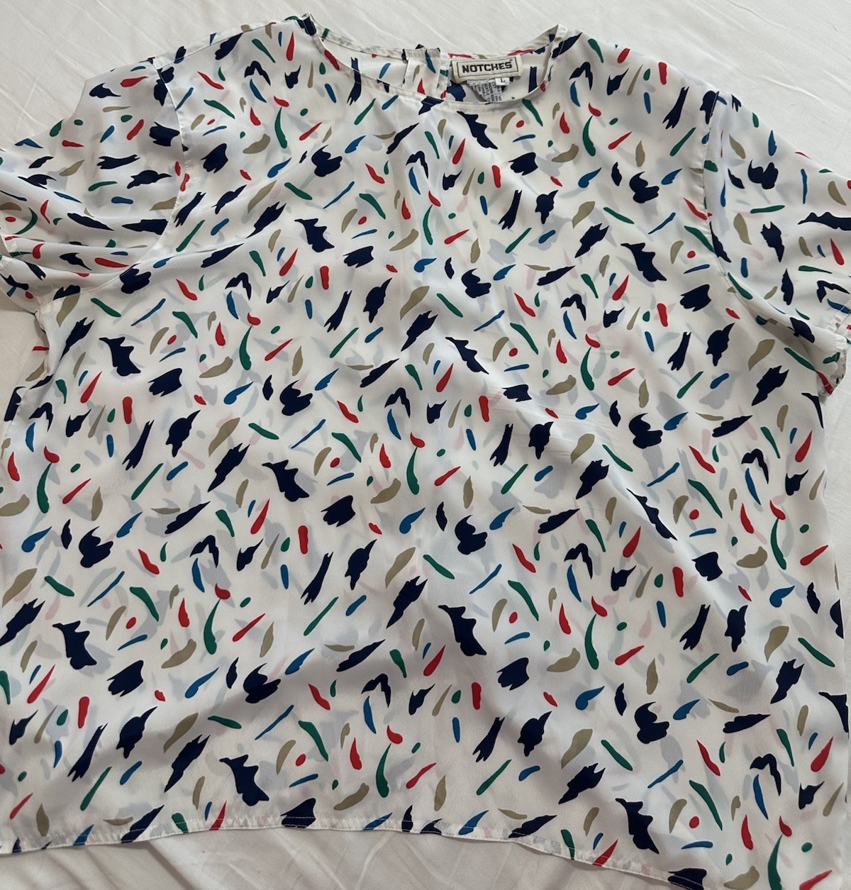 Sheer VINTAGE 90’s Notches Size Large Retro Design Blouse