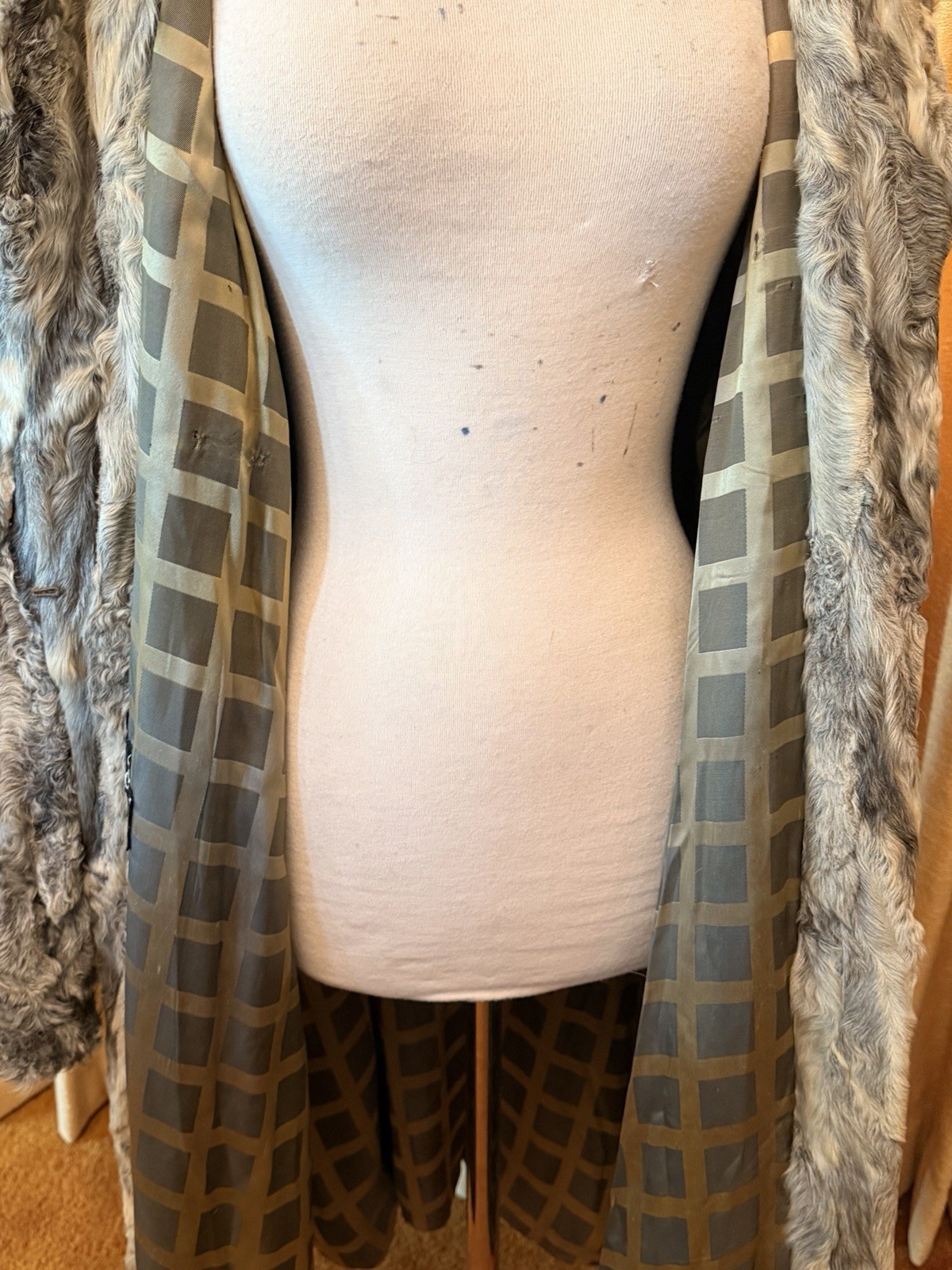 Vintage 1950s/60s Persian Curly Lamb Silver Grey Fur Coat Size M/L