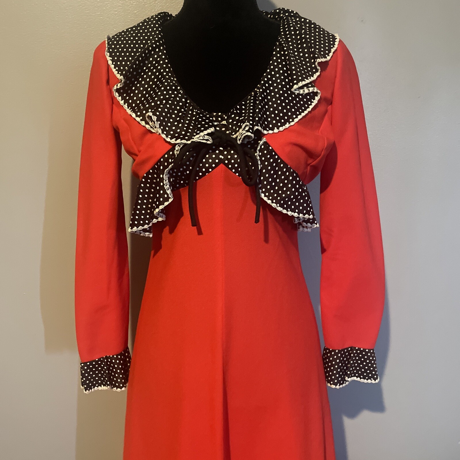 Vintage Jim ‘N Me Maxi Dress Red Black Sz 7 Juniors Two Piece Set Crop Jacket XS