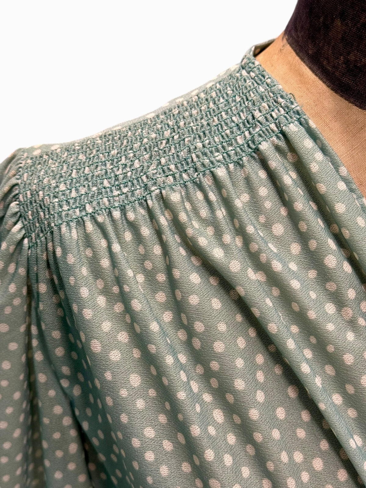 Vintage Parade New York Country Style Green White Polka Dot Dress Sz 8