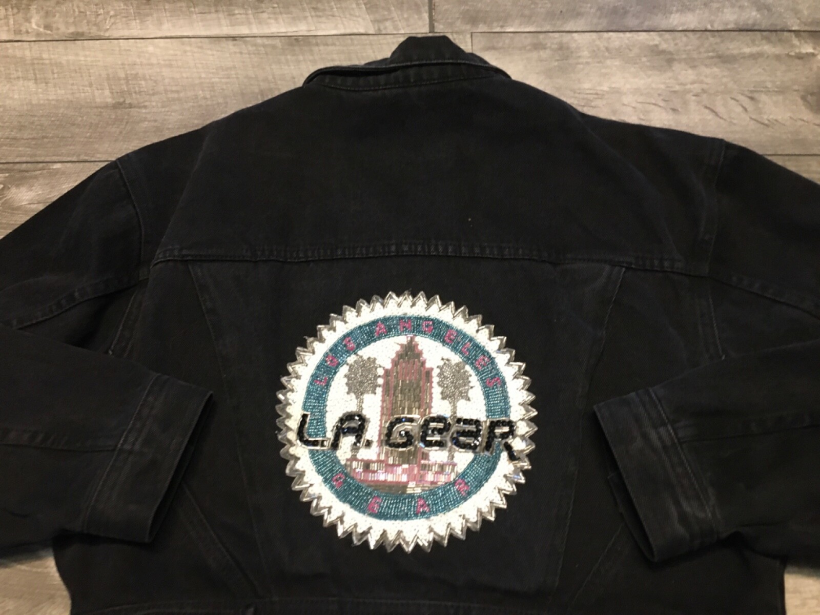 L.A. Gear Denim Jean Jacket Womens Size Large Made in Hong Kong 80’s Vintage