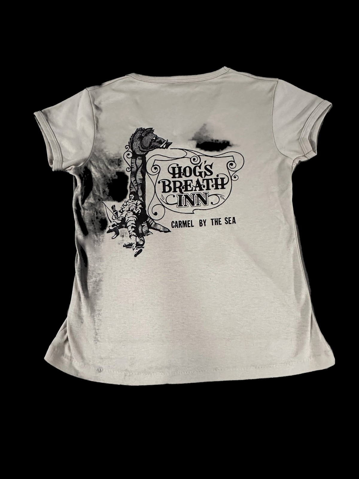 Vtg Hogs Breath Inn Women’s T Shirt L Beige Graphic Tee Carmel By The Sea USA