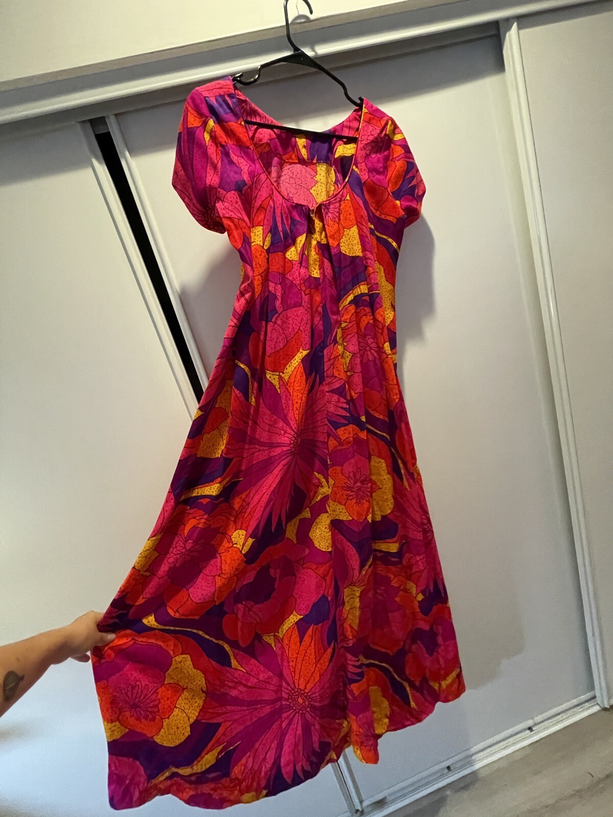 Sun Fashions Of Hawaii Honolulu Colorful 1970 1960 Dress Groovy Vintage Medium