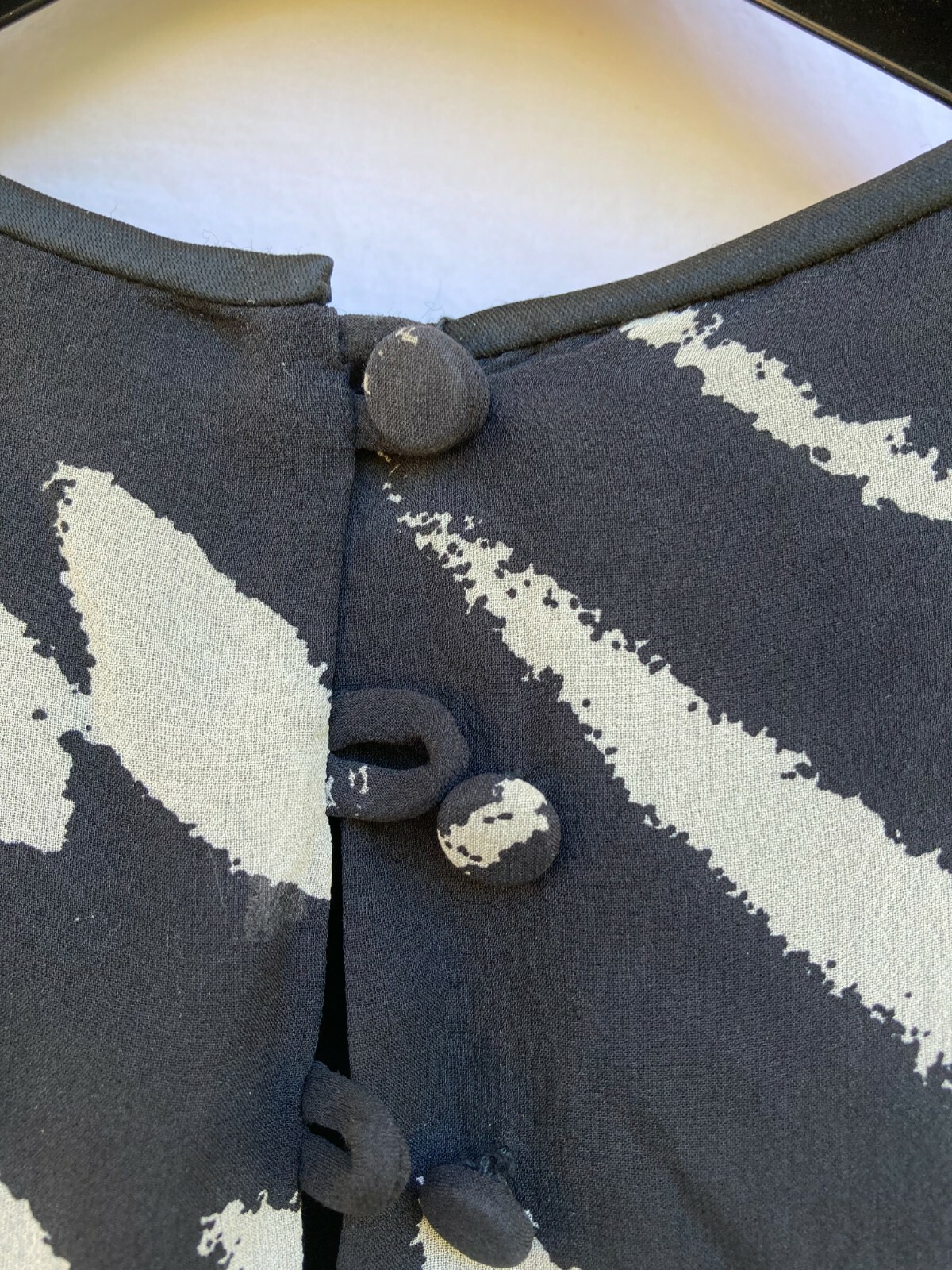 Vintage Hanae Mori Evening Cocktail Couture Dress 10 Black w/grey pattern spotsJ