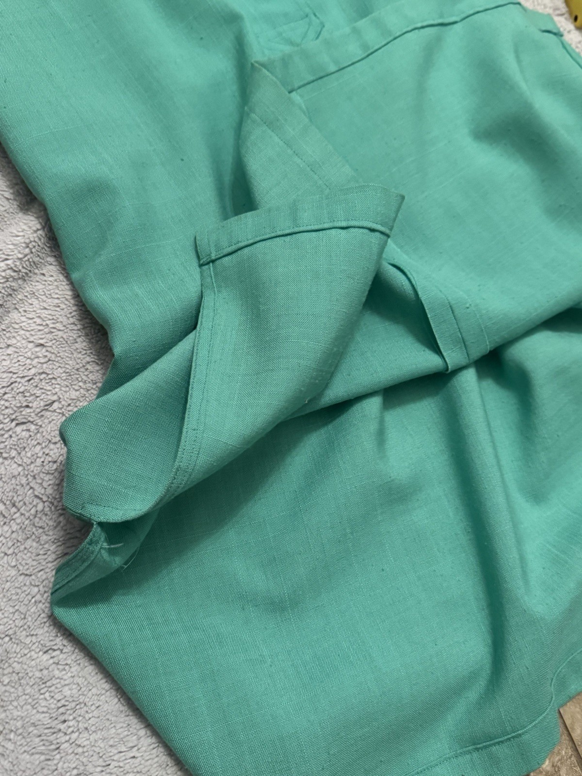 Vintage Green Cotton Slub Shirt Dress Button Front Safari Utility Medium