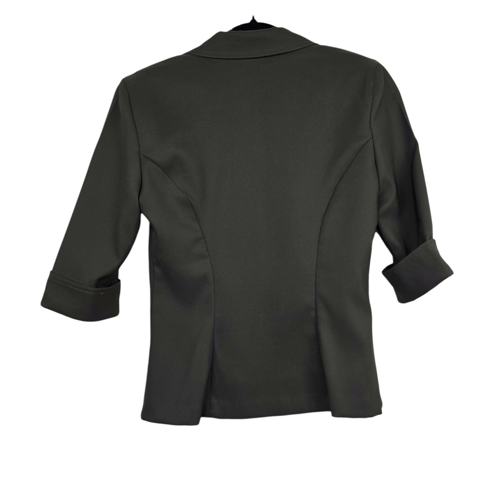 La Belle Olive Green 3/4 Sleeve Blazer Mini Skirt Suit Set Size 3