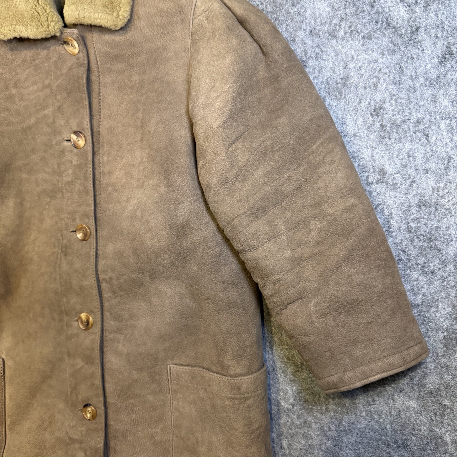 Vintage Sawyer Of Napa Abercrombie Lambskin Shearling Wool Lined Coat 12