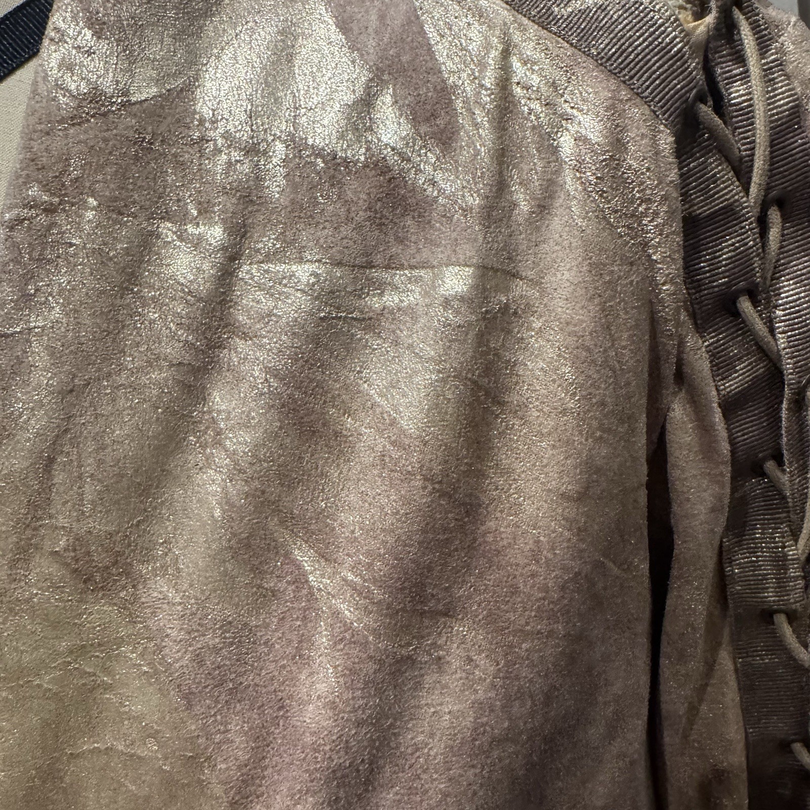 Vintage 90’s Suede Distressed Metallic Lace Up Wrap Top / Jacket Fits 4-8 NWT