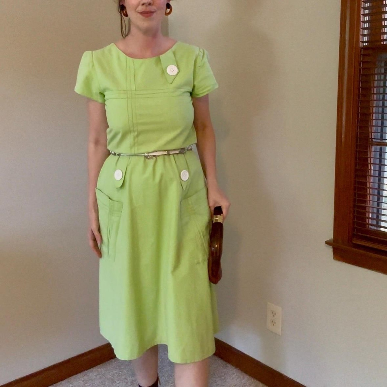 Vintage 60s Lime Green Mod MCM Pop Art Day Dress