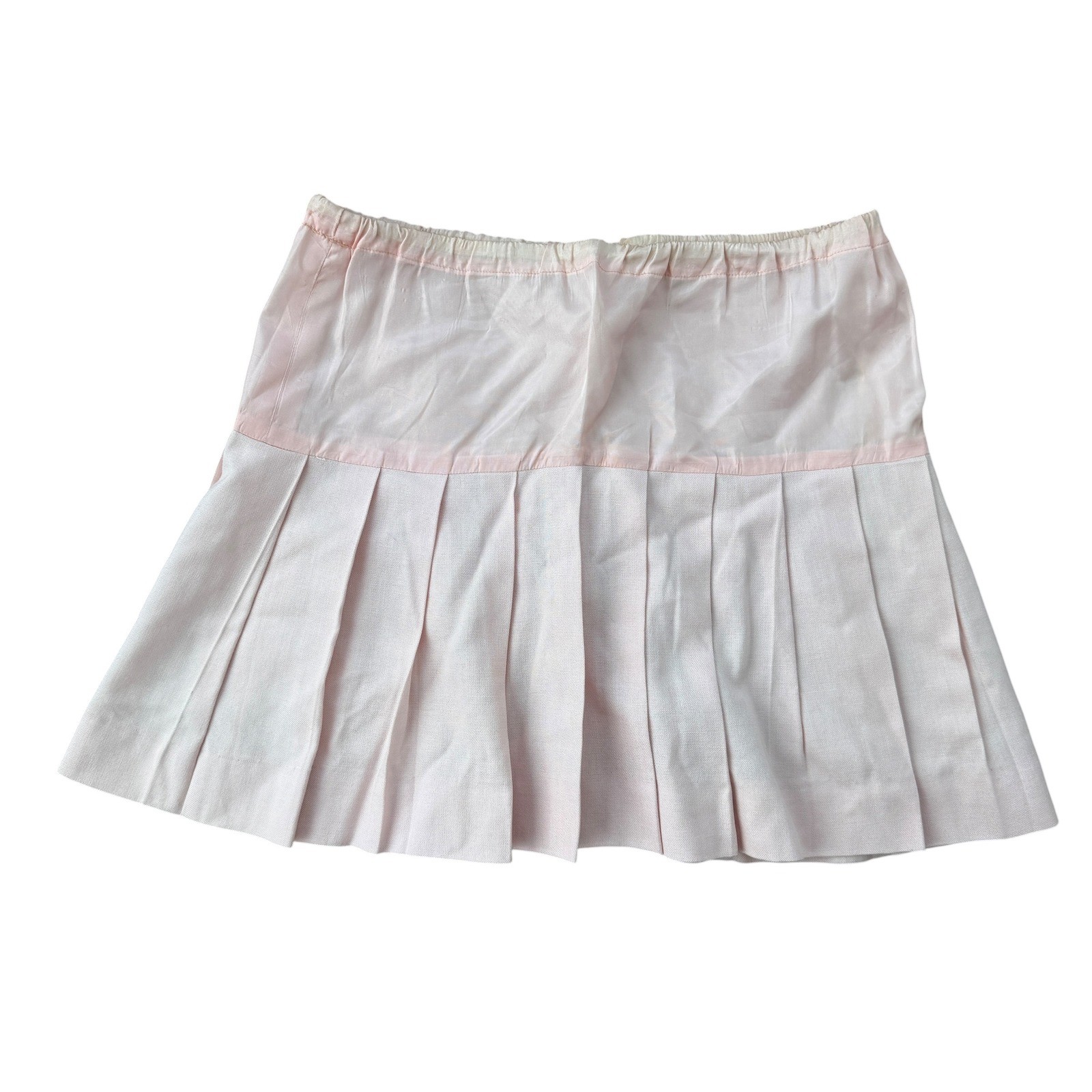 Vintage 60s 70s Pleated Tennis Mini Skirt Mod Pastel Baby Pink 16×17.5 medium