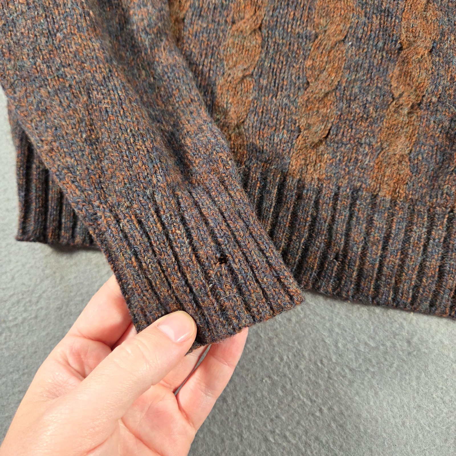 Vintage McGregor Sweater Womens Medium Brown Wool Cable Knit V Neck Pappy