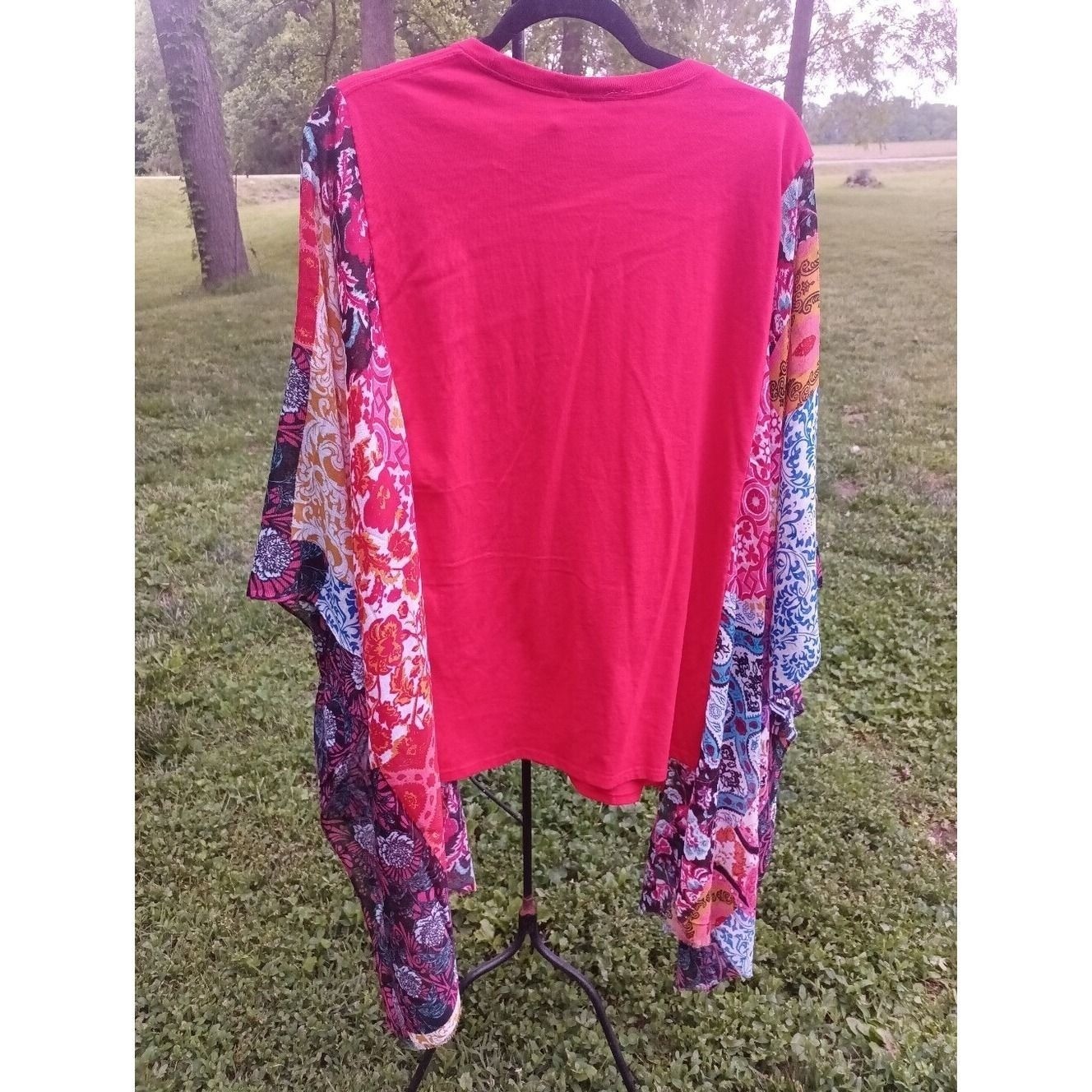 Kimono Sleeve Boho Tea, Ooak, Upcycled Boutique Top, Handmade Wearable Art