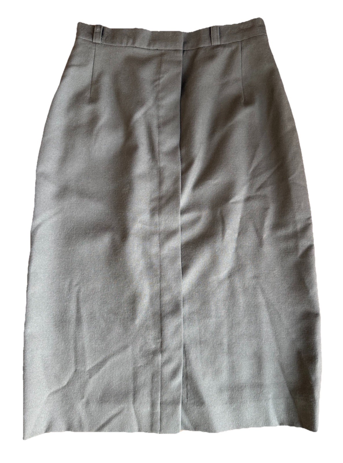 Vintage Bonwit Teller Jones New York Khaki Green Wool Pencil Skirt Fits XS
