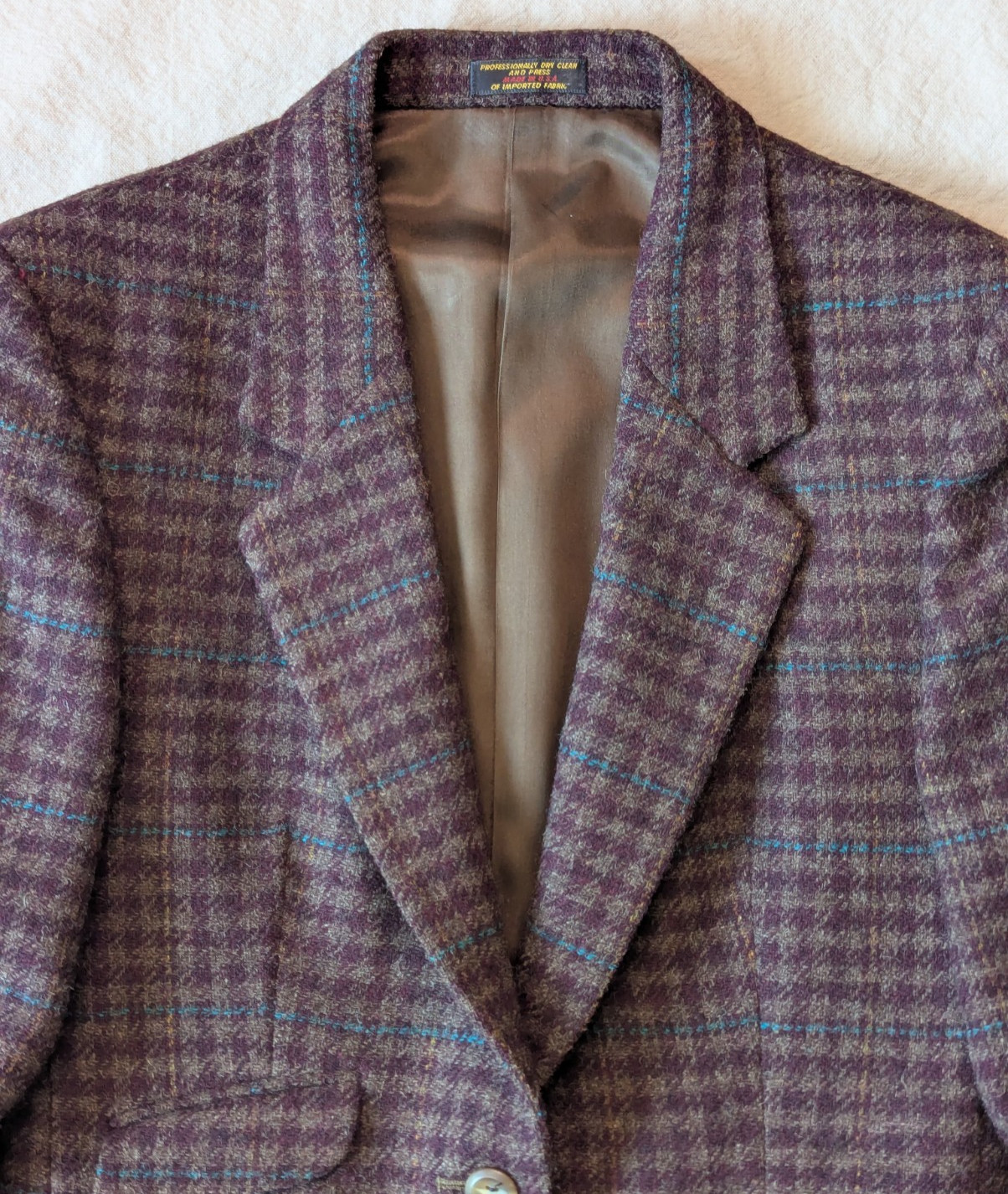 Regent Clothes Women’s VTG 70s Wool Tweed Preppy Maroon One Button Blazer Size 8